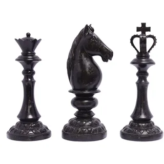Deko Figuren Schachfiguren König Dame Pferd Polyresin 33,5 cm