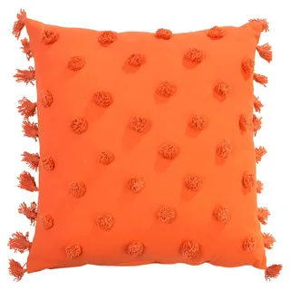 Kissen RIO, 45 x 45 cm - Orange - Baumwolle - mit Quasten - mit Reißverschluss
