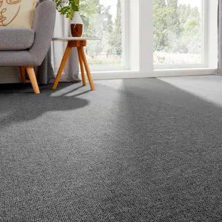 Andiamo Teppichboden ANDIAMO "Bob, Feinschlinge, Gesamthöhe 4,5 mm, Luxusklasse LC1", grau (anthrazit), B:400cm L:300cm, Kunstfaser, Teppiche, meliert, Breite 200, 400 oder 500 cm, strapazierfähig & pflegeleicht