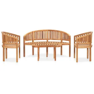 Ankonbej 4-tlg. Garten-Lounge-Set Massivholz Teak