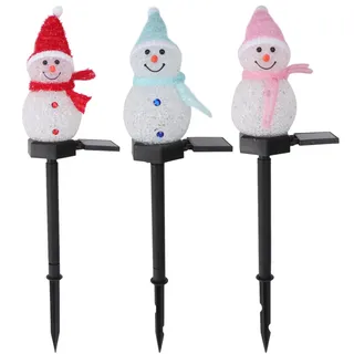 SOLUSTRE 3 Stücke LED Solarleuchten Schneemann Figur Solar Gartenstecker Weihnachten Beleuchtet Beleuchtung Garten Solarlampen Weihnachtsdeko Lampe Außen Outdoor Rasen Terrassen Deko