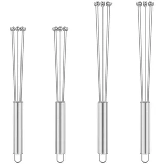 4 Stück Rührblitz,Schneebesen,Edelstahl Kugelbesen,Rührbesen mit Edelstahl Kugeln für Kochen,Mischen,Schneebesen,Schlagen,Rühren(4pcs)