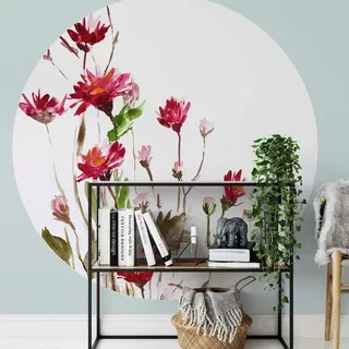 K&L Wall Art Vliestapete »Runde Vliestapete«, Florale Wildblume, mehrfarbig, matt - bunt