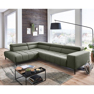 Ecksofa Couch links Message Feincord forest Sitztiefen und Kopfteilverstellung