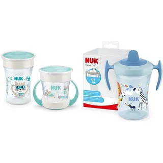 NUK Magic Cup & Mini Magic Cup Trinklernbecher, Duo-Set & Trainer Cup Trinklernbecher | auslaufsicherer Becher mit weichem Trinkschnabel & ergonomischen Griffen