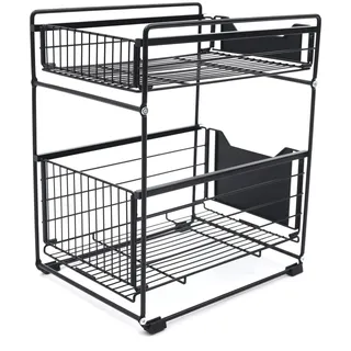 HPDTZ Kitchen Storage Rack Küchenschrank Organizer Küche, Küchen Regal, Unter dem Spülbeckenregal Carbonstahlregal Flexibles Küchenregal für Küche, Bad, Schlafzimmer