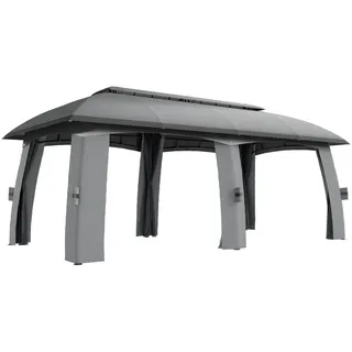 Outsunny Gartenpavillon 3 x 6 m inkl. 4 Seitenteile Dunkelgrau