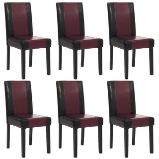 Chefgastro 6er-Set Esszimmerstuhl Stuhl Küchenstuhl klassisch und zeitlos  | HxBxT 90x43x56cm | Sitzhöhe 45cm |  Kunstleder  |  dunkle Beine |  Schwarz-Rot