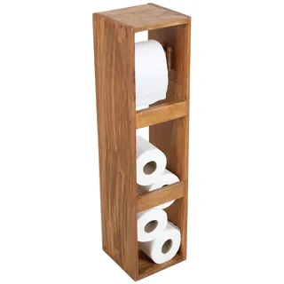 Toilettenpapierhalter Elisa WC Garnitur ecyceltes Teakholz Ersatzrollenhalter Ständer ohne Bohren Tolle Deko Geschenk-Idee für Geburtstag Weihnachten NUA045