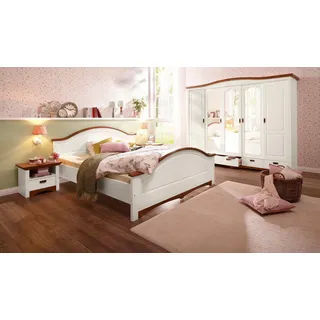 OTTO home Schlafzimmer-Set Konrad', komplettes Schlafzimmer mit großem Schrank, (Set, 4-tlg., Kleiderschrank 5 türig mit Schubladen, 2 Nachttische, Bett 180x200cm), mit 5-trg. Kleiderschrank, Bett 180/200 cm und 2 Nachttischen weiß