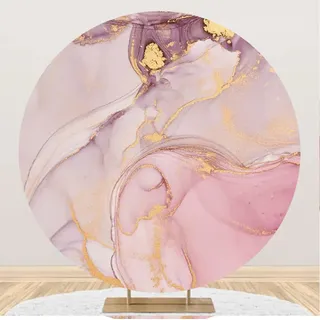 Yeele 2,3 x 2,3 m abstrakte Kunst Marmor runder Hintergrund Rosa Lila Gold Textur Marmor Hintergrund für Fotografie Hochzeit Brautdusche Mädchen Themed Geburtstag Dekoration YouTube Polyester Photo