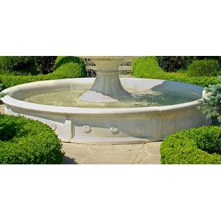 Casa Padrino Barock Springbrunnen Umrandung Weiß Ø 265 x H. 40 cm - Runde Gartenbrunnen Umrandung - Brunnen Umrandung - Prunkvolle Gartendeko im Barockstil