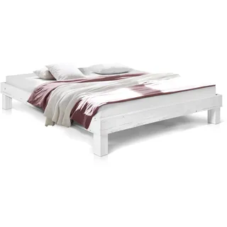 moebel-eins Massivholzbett Pumba Holzbett Doppelbett, Material Massivholz, Made in Germany, 140 x 200 cm, Weiss, Standardhöhe