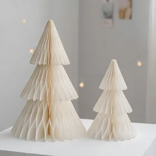 Papier Weihnachtsbaum Tannenbaum Papier Tischdekoration Weihnachtsdekoration Winter Ornamente Tannenbaum Weihnachtsbaum Weihnachten Dekoration Tischdeko (Weiß)