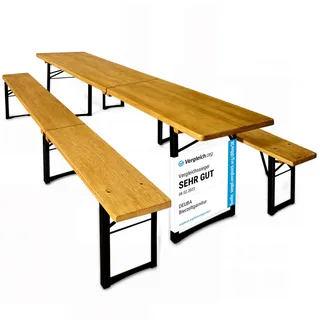 CASARIA Bierzeltgarnitur 3-tlg. Tisch 220 x 50 cm natur klappbar