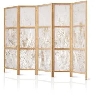 murando - Paravent Raumteiler Holz Abstrakt, 225x172 cm, 5-teilig, modern | Mobiler Sichtschutz, sofort einsatzbereit, Holzrahmen, ideal fürs Wohnzimmer oder Büro, geruchsneutral, lichtbeständig
