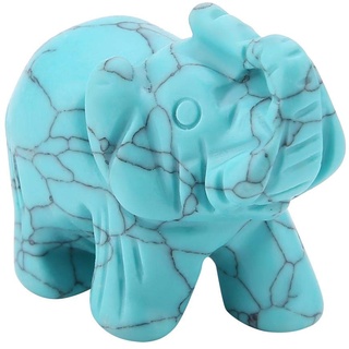 HEEPDD Kristall Elefanten Figuren, 1,5 Zoll natürliche Jade geschnitzten Elefanten Mini Tasche Kristall Figur für Reichtum glückliche Hauptdekoration Innenausstattung(Türkis)
