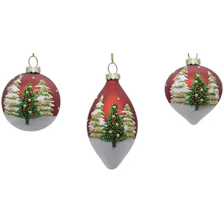 Boltze Weihnachtskugel Teano 8 cm Mehrfarbig 3-fach Sortiert