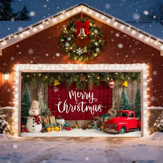 Weihnachts-Garagentürdekoration, Weihnachtsbanner für Garagentür Fröhliche Weihnachten Wand-Weihnachtsmann Schneemann Elch Garagen-Hintergründe für Außen- und Innenwände Xmas Winter