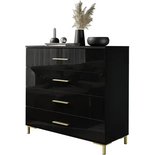 Lukmebel LINA GOLD 95 x 86 x 40 cm Schwarz Hochglanz / Gold