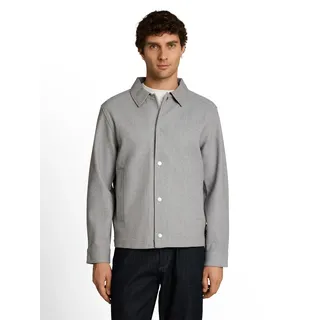 Wolljacke TOM TAILOR DENIM, Herren, Gr. S, grau (medium silber grau melange), Web, Obermaterial: 100% Polyester. Futter: 100% Polyester, unifarben, normal hüftbedeckend, Rundhals, Jacken, mit Druckknöpfen und Eingrifftaschen