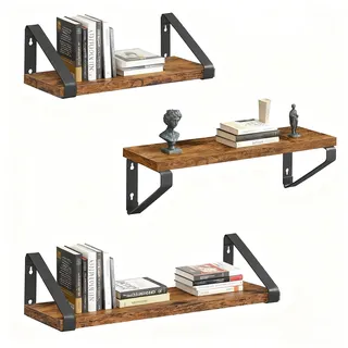 Relaxdays Wandregal 3er Set 30 x 35 x 40 cm Braun