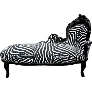 Casa Padrino Barock Chaiselongue Zebra / Schwarz - Möbel Lounge Liege Recamiere