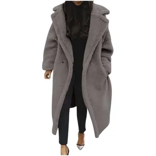 Damen Teddy - Teddyfleece Mantel Jacke Teddymantel Plüschmantel Teddyjacke Warme Strickjacke Trenchcoat Damen Lang Flauschig Oversized Cardigan