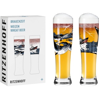 Ritzenhoff 3481006 Weizenbierglas 500 ml – 2er Set – Serie Brauchzeit Set Nr. 6 – 2 Stück mit mehrfarbigem Digitaldruck