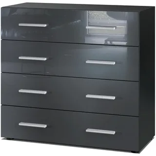 Vladon Pavos 76 x 72 x 35 cm Schwarz matt/Grau Hochglanz