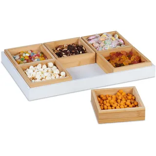Relaxdays Snackschalen Set Natur/Weiß 6-tlg.