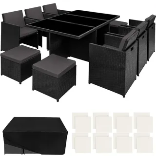 Tectake Rattan Sitzgruppe New York 10-tlg. Schwarz