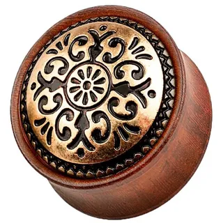 Taffstyle Plug Piercing Sattel Holz Antikes Stammes Muster, Plug Flesh Tunnel Ohrpiercing Organic Sattel Holz Braun Antikes braun 25mm