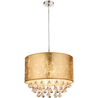 GLOBO LED Hängeleuchte 1-flg. 40 cm rund gold Textil