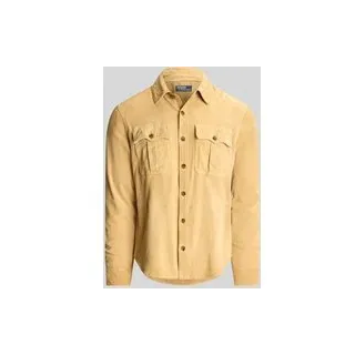 Suede-Hemdjacke aus Ziegenwildleder, Beige, L