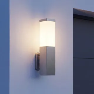 Eckige Außenlampe Edelstahl IP44 blendarm E27 Modern BETULA Wandleuchte Haus