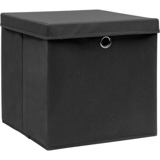 vidaXL Aufbewahrungsboxen mit Deckeln 10 Stk. 28x28x28 cm Schwarz