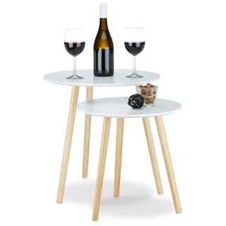 Relaxdays Beistelltische-Set Holz weiß