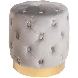 Riess Ambiente Eleganter Hocker MODERN BAROCK 37cm edel-grau Gold Samt Sitzhocker Samthocker