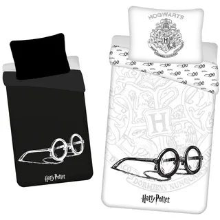 Jerry Fabrics Harry Potter Brille Hogwarts Weiß 140 x 200 cm + 70 x 90 cm