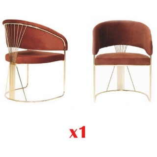 JVmoebel Loungesessel, Esszimmer Edelstahl 1x Stuhl Lederstuhl Design Polster Stuhl Stühle braun