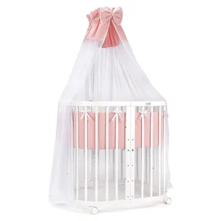 Waldin Babybett 7in1 Rosa/Weiß 77,5 x 75 cm