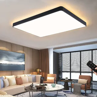 JDONG LED Deckenleuchte dimmbar 72W Deckenlampe Schwarz Rechteckig65*43*5CM | Mit Fernbedienung Wohnzimmerlampe Metall Modern Design Lamp für Schlafzimmer Esszimmer Arbeitszimmer Balkon Büro Rechteck