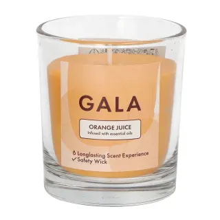 PAPSTAR "GALA" Duftkerze im Glas Ø 70 mm, 77 mm orange - Orange Juice "Mini Nutella", 6 x 1 Stück 6 Stück