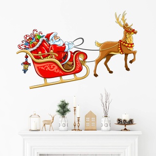 Ambiance Sticker Wandtattoo Weihnachtsmann auf Schlitten, selbstklebend, 30 x 60 cm