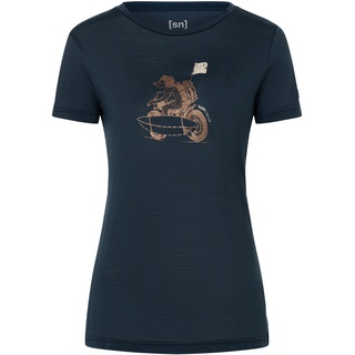 Super.Natural Damen Supermotor Bear T-Shirt (Größe M, blau)
