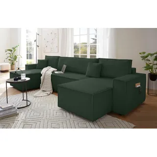 Wohnlandschaft OTTO HOME "CASSI L-Form, 311cm - OTTO. Verlässliche Qualität.", grün, B:311cm H:80cm T:48cm, Sofas, Wohnlandschaft, Schlaffunktion (133/270), Bettkasten, Cord, Unser Tiefpreis