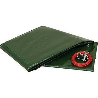 Poolabdeckung rund (Für 450-460 cm Stahlwandpools) – Sommer & Winter Abdeckplane – Ø 520 cm Poolplanenmaß - Materialdichte 90g/m2 - Pool UV- und Algenschutz - Inkl. Stahlseil und Spannschloss