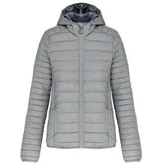 Kariban Leichte Damen-Steppjacke mit Kapuze - Silber - M