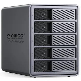 ORICO Aluminium Festplatten Gehäuse für 5 Festplatten, USB 3.0 HDD Dockingstation für 3,5 Zoll HDD bis zu 22TB, Kompatibel mit MacOS und Windows (9858U3)